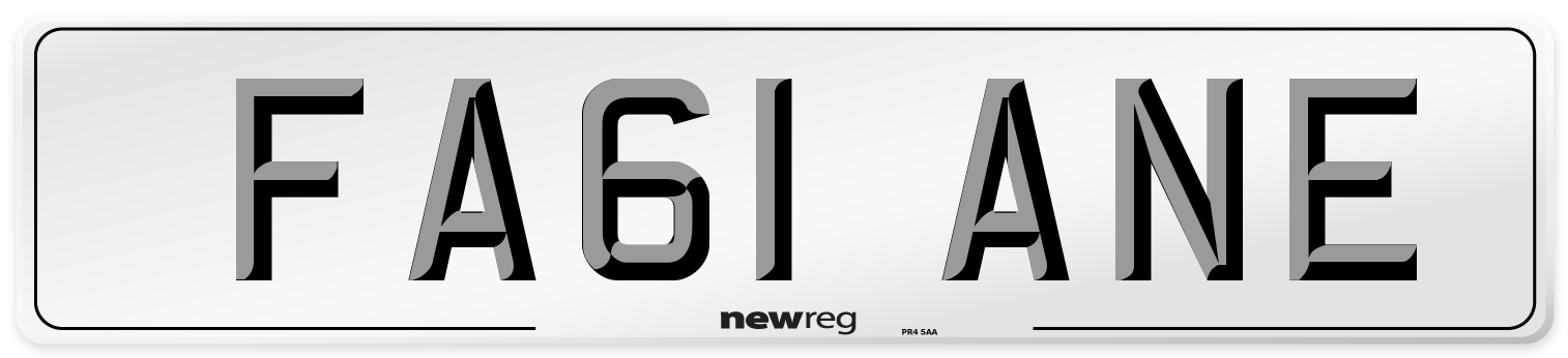 FA61 ANE Number Plate from New Reg